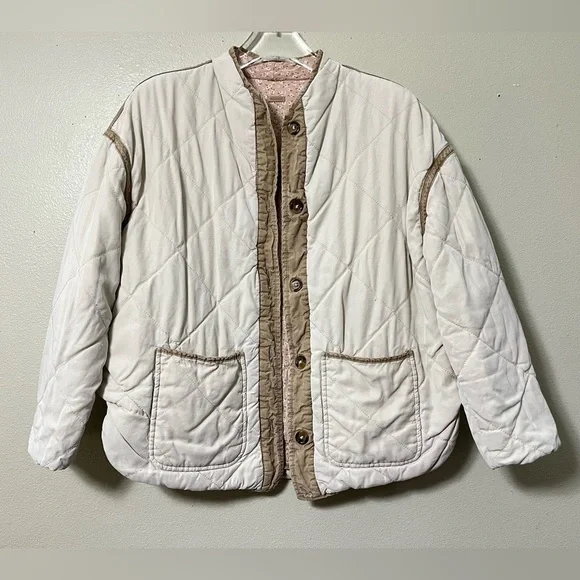 BLANK NYC Quilted Reversible Floral Jacket Women's Cream Pink Size XS - Picture 2 of 11